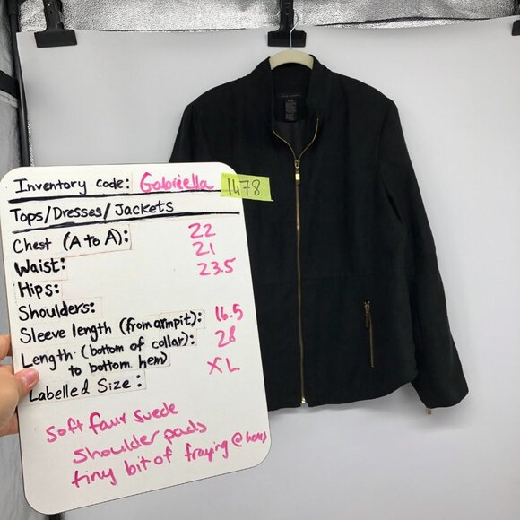 Anne Carson Black Full Zip Faux Suede Jacket size XL - Picture 14 of 14